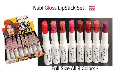 Nabi Gloss Lipstick Set - Full Size Beautiful 8 Colors Long Lasting *US SELLER* • $13.99