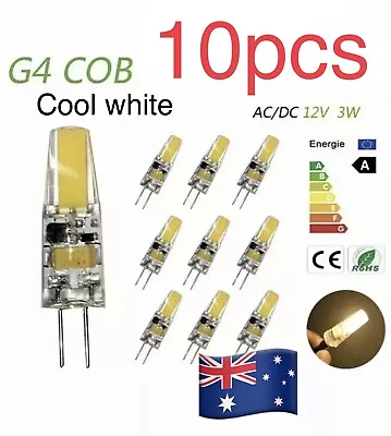 10pcs G4 LED 3W 12V AC DC COB Dimmable Globe Cool White Light  Bulb • $22.79