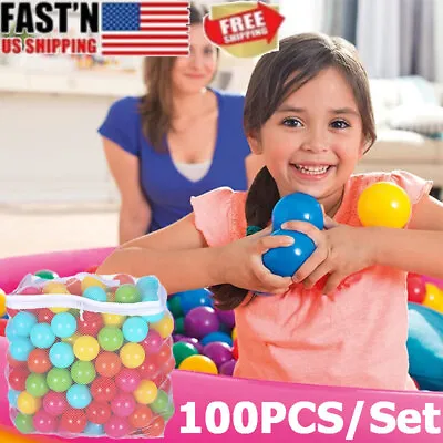 100pcs Baby Safe Soft Plastic Balls Play Pool Ocean Ball Pit Ball W/ Storage Bag • $14.99
