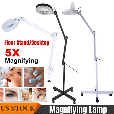 5x Magnifying Floor Stand Lamp Light Magnifier LED Tattoo Beauty Salon Home Use • $55.26