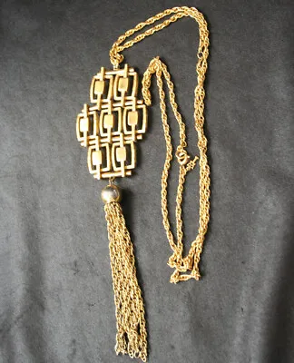 Vintage TRIFARI Modernist Pendant Tassel Necklace • $34.99