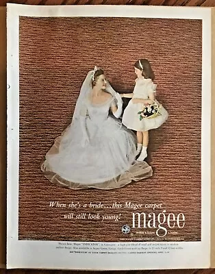 Magee Carpet Print Ad 1952 Original Vintage 1950s Retro Art Illustration Bridal • $5.50