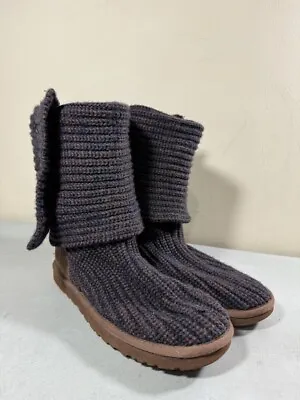 Ugg Women's Blue & Brown 5819 Classic Cardy Sweater Boots Size 7 • $36.44