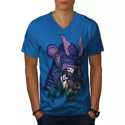 Wellcoda Katana Tiger Head Mens V-Neck T-shirt Warrior Graphic Design Tee • £15.99