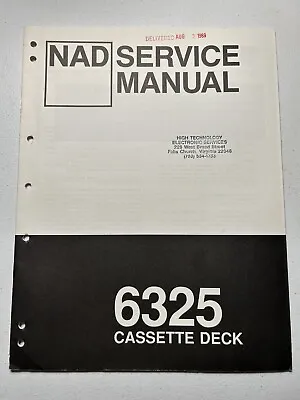 NAD Electronics 6325 Cassette Tape Deck Service Manual Vintage Original OEM • $14.99