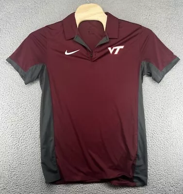 Nike Dri-Fit Virginia Tech VT Hokies Golf Polo Shirt Maroon Size L READ • $12.22