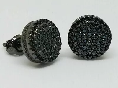 2 Ct Men's Lab Created Black Diamond Cluster Stud Earrings 14k Black Gold Plated • $112.26