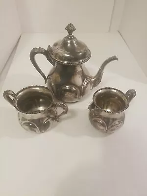 New Amsterdam Silver Co Quadruple Plate Tea Pot Creamer & Sugar  LM • $19.99