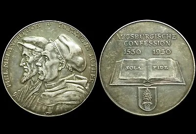 REFORMATION: Silver Medal 1930. MARTIN LUTHER - AUGSBURG CONFESSION. • $124.50