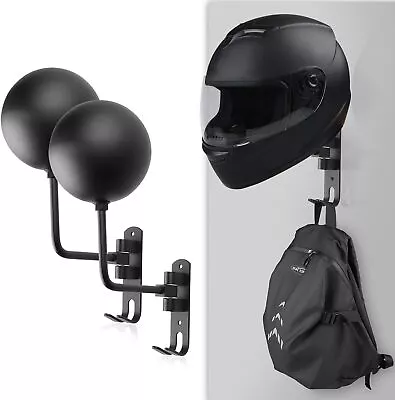 2x Motorcycle Helmet Rack Holder Jacket Hat Display Stand Wall Mount Hook Hanger • $27.99