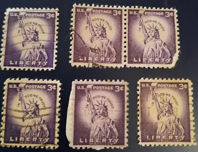 Vintage US 3 Cent Purple Lady Statue Of Liberty Postage Stamp (6) • $3.99