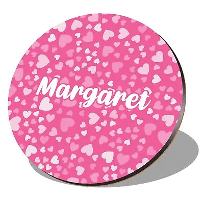 1 X Round Coaster - Name Margaret Pink Hearts Love Lettering #268861 • £4.99