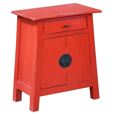 $336.34 • Buy Cottage Solid Wood Zen End Table Nightstand In Distressed Red