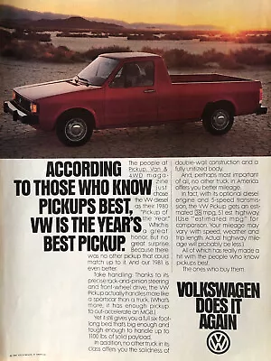 1981 Vintage Volkswagen Pickup Truck Original Color Ad A261 • $5.65