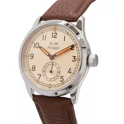 Ailager® German Kriegsmarine Service Watch - Brown Strap - Presentation... • $135.25