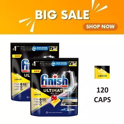 120pk Finish Powerball Ultimate All-in-1 Dishwashing Caps Tablets Lemon Sparkle • $55.81