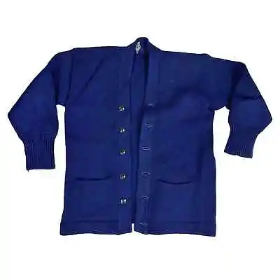 1940s Mens Blue Varsity Sweater 100% Wool Letter Sweater Cardigan M/L • $139