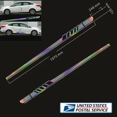 $16.43 • Buy DIY 2Pcs Laser Reflective SUV Car Body Both Side Vinyl Long Stripe Decal Sticker