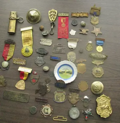 Military And Other Medals Buttons Badges Medallions Group Us And Foreign • $125