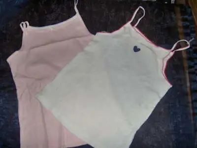 £3.99 • Buy 2 Pack Ex-mothercare Girls Cami Vests  White Pink Few Gold Age 1 - 10 Yrs