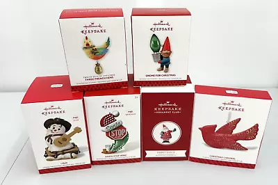 Six Hallmark Keepsake Ornaments 2013 -2020 Christmas Cardinal 3 French Hens More • $31.93