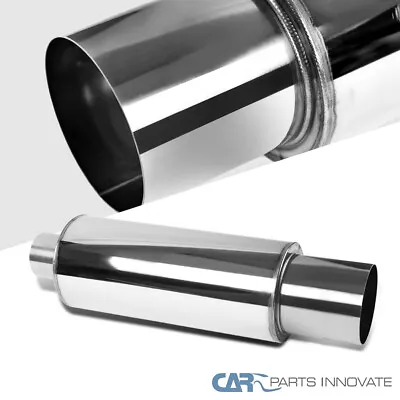 4  Flat Round Tip 2.5  Inlet JDM N1 Exhaust Muffler+ Silencer • $35.95