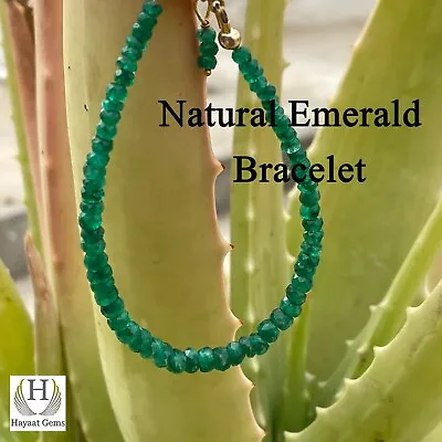 Natural Emerald Beads Bracelet Gemstone Faceted Beads Bracelet Zambian Emerald • $29