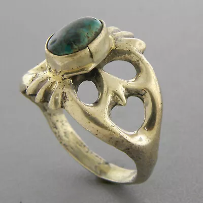 Vintage Southwestern Sterling Silver Turquoise Ring Size 7.5 • $128.53