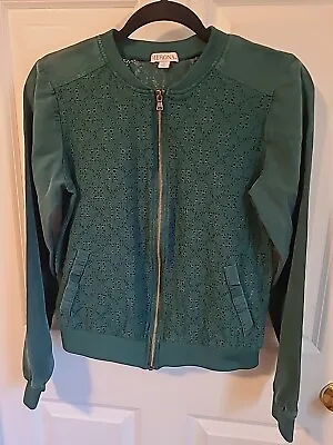 Merona Green Lace Jacket Womens Long Sleeve With Zip Closure Size M  • $9.95