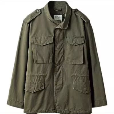 Men's Jacket Vintage Windbreaker Cargo Cotton Coat Army Green Military Casual • $39.34