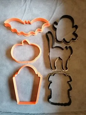 6 Halloween Biscuit Cookie Cake Moulds Cutters Bat Cat Pumpkin Ghost Gravestone  • £3.95