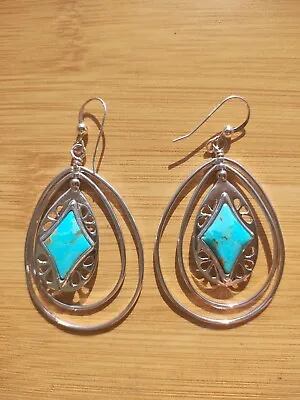 Jay King DTR Mine Finds Turquoise Dangle Earrings 925 Stunning • $49