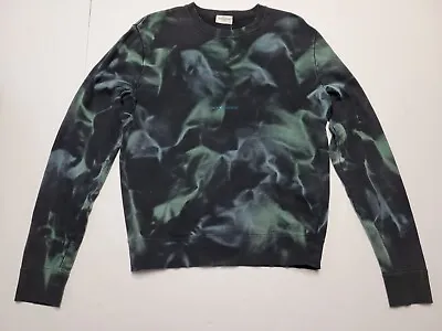 $270 • Buy SAINT LAURENT PARIS S Small Green Abstract Pattern Crew Neck Men's Sweatshirt