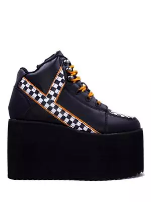 YRU Qozmo Checker Black & White Punk Emo Goth Rocker Adult Womens Platform Shoe • $227.38