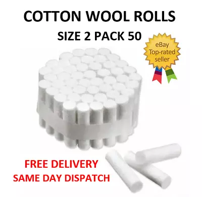 Cotton Wool Rolls Size 2 White Dental/sport Gum/nose Bleed Plugs (pack 50) • £4.25