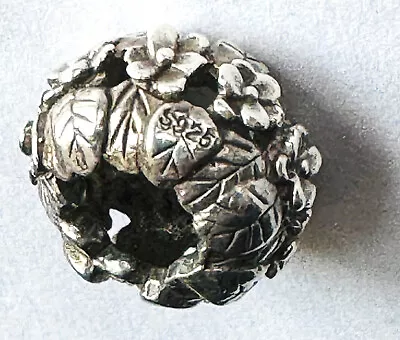 Sterling Silver S925 European Charm Pattern Of Flowers Bead Open Works • $1.49