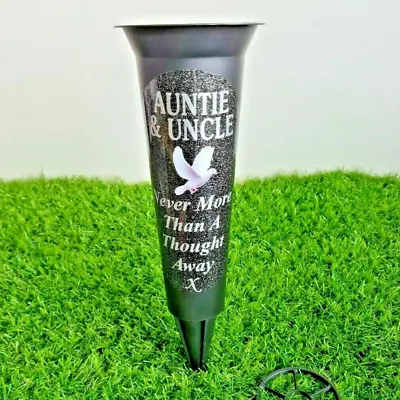 Auntie & Uncle Black Memorial Flower Vase Grave Spike For Graveyard Decoration • £9.99