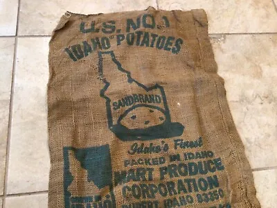 Vtg. Idaho 100 Lb Burlap Sack “Sand Brand” Mart Produce Idaho Potatoes RupertId • $1.99