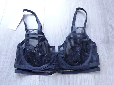 M&s Marks & Spencer Boutique Black Balcony Style Bra Uk Size 32dd • £7.99