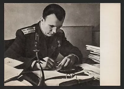 1969 First World Cosmonaut Space Traveller Yuri Gagarin Writing Vintage Postcard • £10