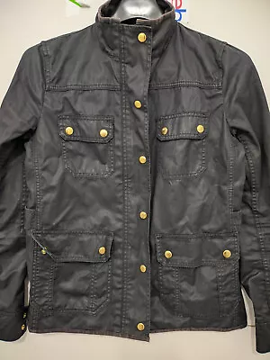 J Crew Jacket Womens S Black The Downtown Field Utility Moto Zip Button Pockets • $20