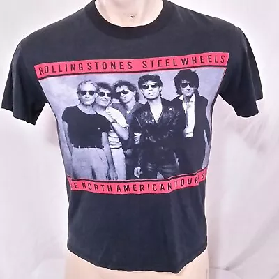 Vintage 1989 Rolling Stones T Shirt North American Tour Concert 80s Band Small • $64.99