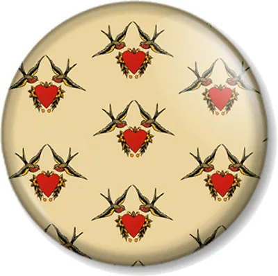 Sailor Jerry Design 1  25mm Pin Button Badge Swallow Heart Pattern Tattoo Retro • £0.99
