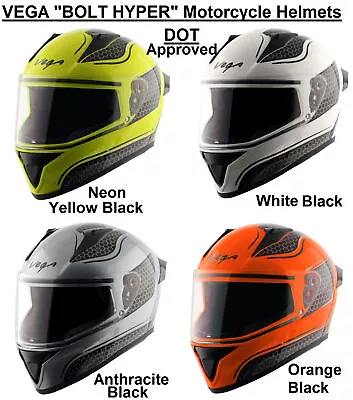 VEGA   BOLT - HYPER   DOT Certified Full Face Motorcycle Helmets • $68.40