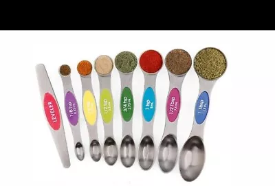 Magnetic Dual Sided Measuring Spoons With Leveler Set Colors • $4.19