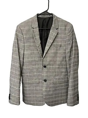 H&M Blazer Mens 42R Gray Glen Check Skinny Fit Suit Jacket Polyester Blend • $27