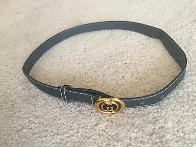 Gucci Vintage Gray And Black Belt With Double G Buckle 75 30 From 1980's • $150