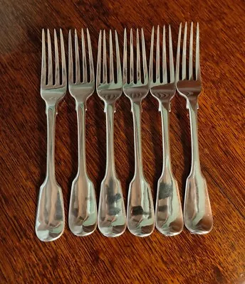 Set Of 6 Silver Starter Dessert Forks Fiddle Pattern William Chawner London 1830 • £320