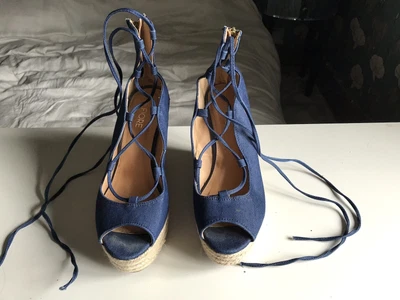 £4.99 • Buy Fiore Denim Wedge Espadrilles UK 5, EU 38