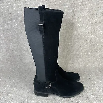 La Canadienne Boot Womens 8M Lentina Tall Riding Waterproof Black Suede Stretch • $88